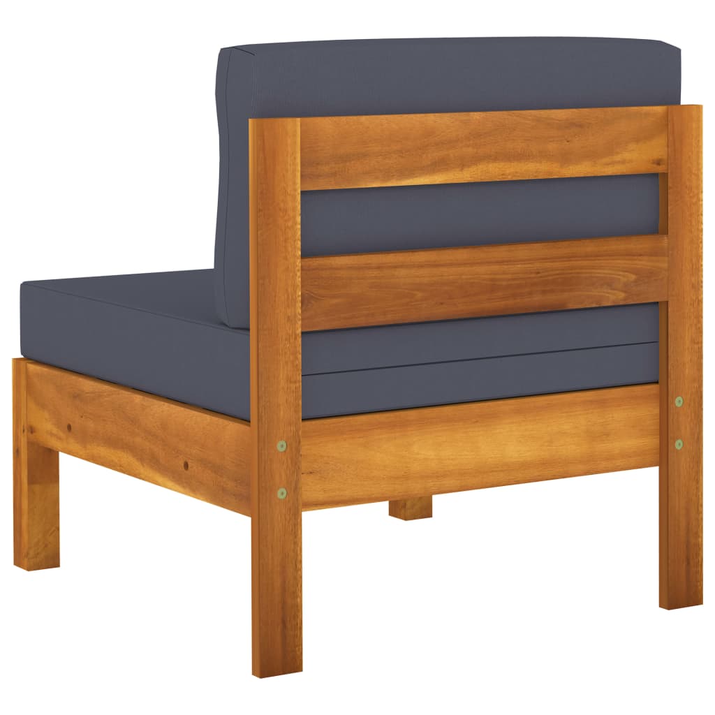 9 Piece Patio Lounge Set with Dark Gray Cushions Acacia Wood