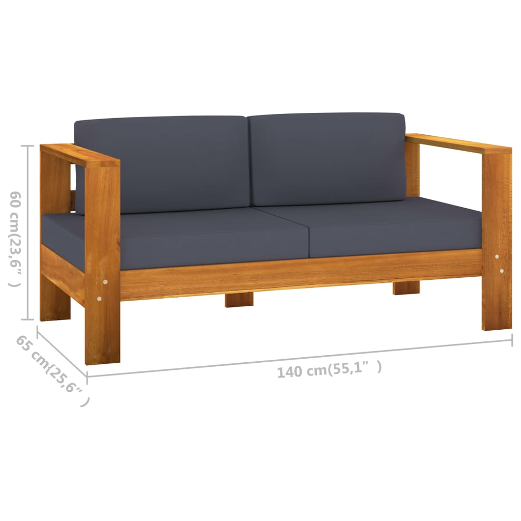 9 Piece Patio Lounge Set with Dark Gray Cushions Acacia Wood