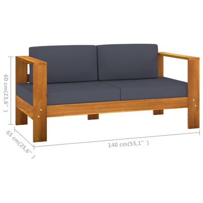 9 Piece Patio Lounge Set with Dark Gray Cushions Acacia Wood