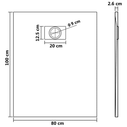 Shower Base Tray SMC Brown 100x80 cm
