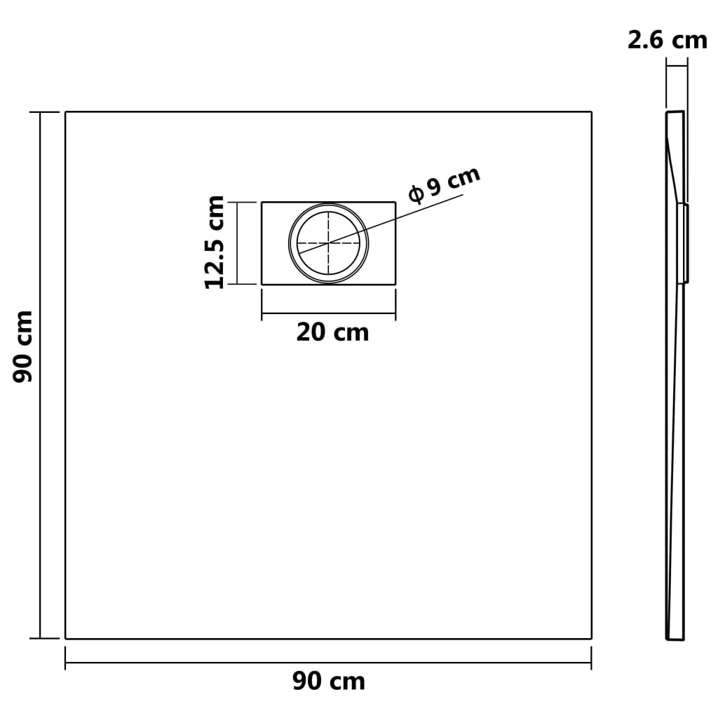 Shower Base Tray SMC Gray 35.4"x35.4