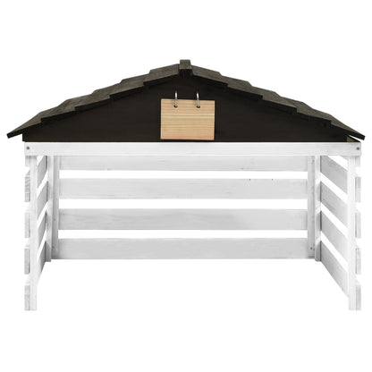 Lawn Mower Garage Black and White Solid Firwood 30.7x29.1x21.3 in