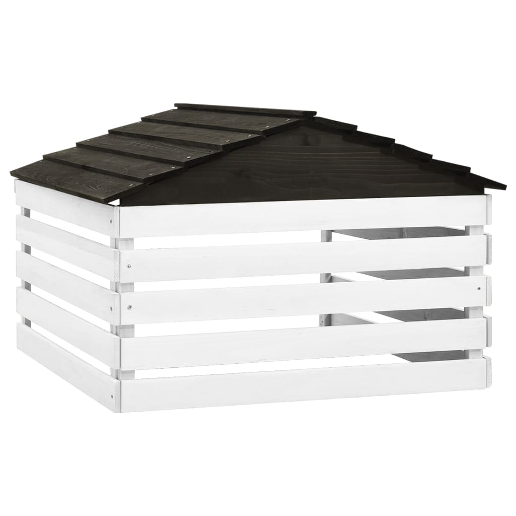 Lawn Mower Garage Black and White Solid Firwood 30.7x29.1x21.3 in