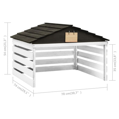Lawn Mower Garage Black and White Solid Firwood 30.7x29.1x21.3 in