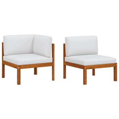 2 Piece Garden Lounge Set with Cushions Wood Acacia&Rope