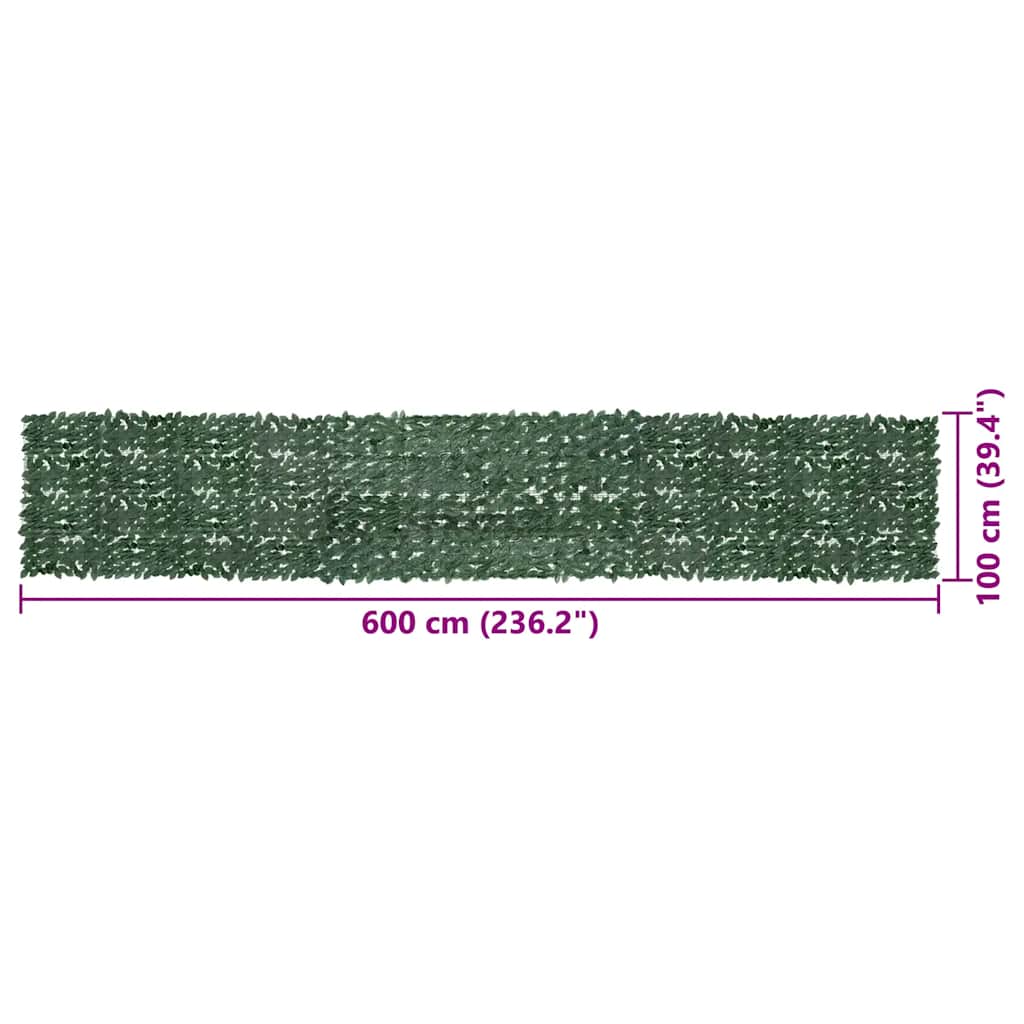 315490 vidaXL Balcony Screen with Dark Green Leaves 600x100 cm