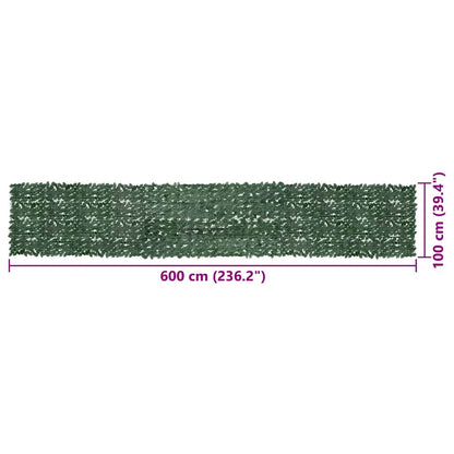 315490 vidaXL Balcony Screen with Dark Green Leaves 600x100 cm