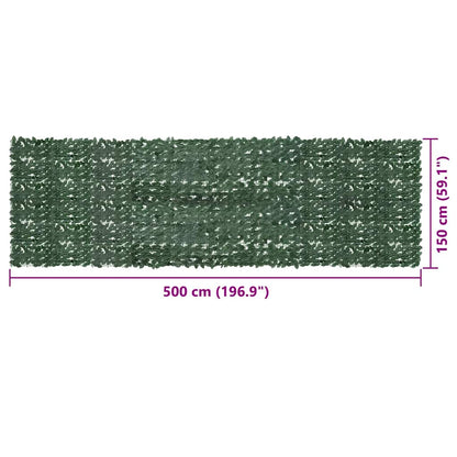315493 vidaXL Balcony Screen with Dark Green Leaves 500x150 cm