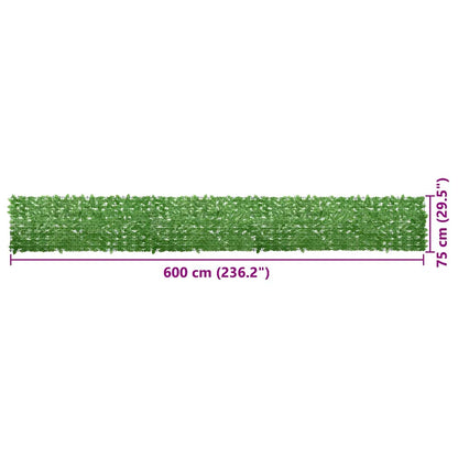Balcony Screen with Green Leaves 236.2"x29.5