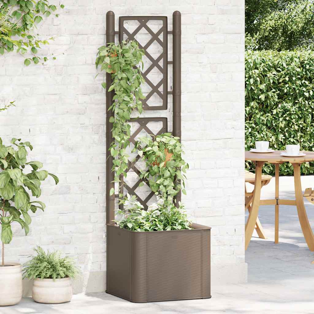 Garden Raised Bed with Trellis and Self Watering System Mocha