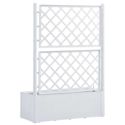 Garden Raised Bed with Trellis and Self Watering System White