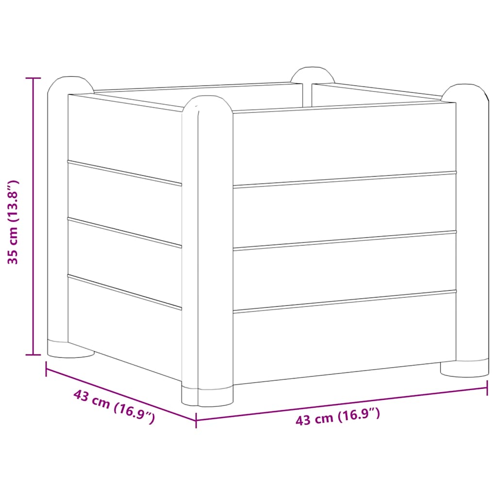 313971 vidaXL Garden Raised Bed PP White 43x43x35 cm