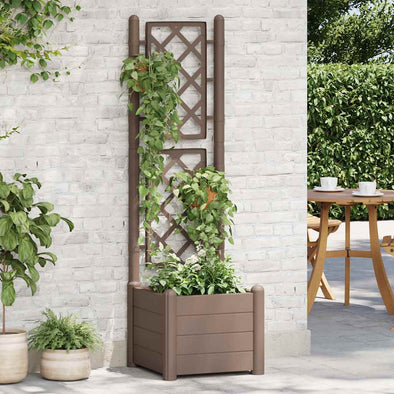 Garden Planter with Trellis 16.9"x16.9"x55.9" PP Mocha