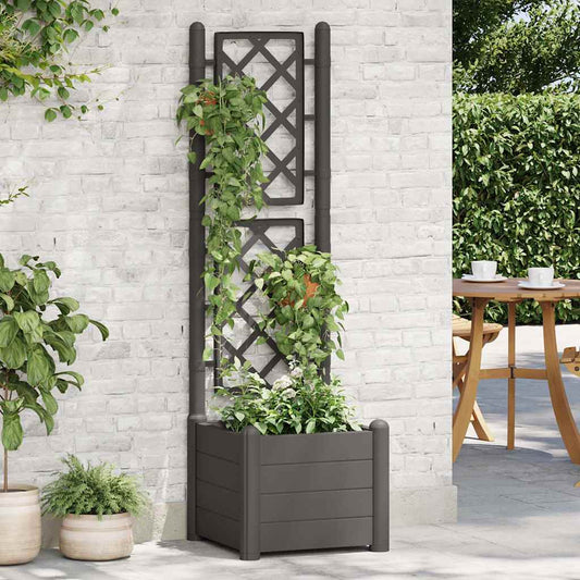 Garden Planter | Anthracite | Polypropylene | Medium | Decorative Inlays