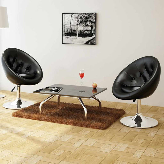 Bar Stools 2 pcs Black Faux Leather