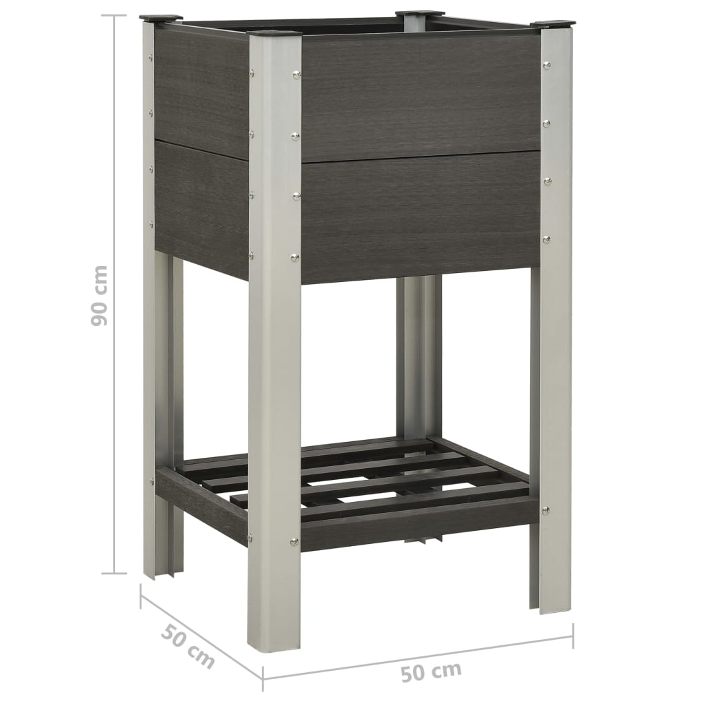 Garden Raised Bed with Shelf 50x50x90 cm WPC Grey