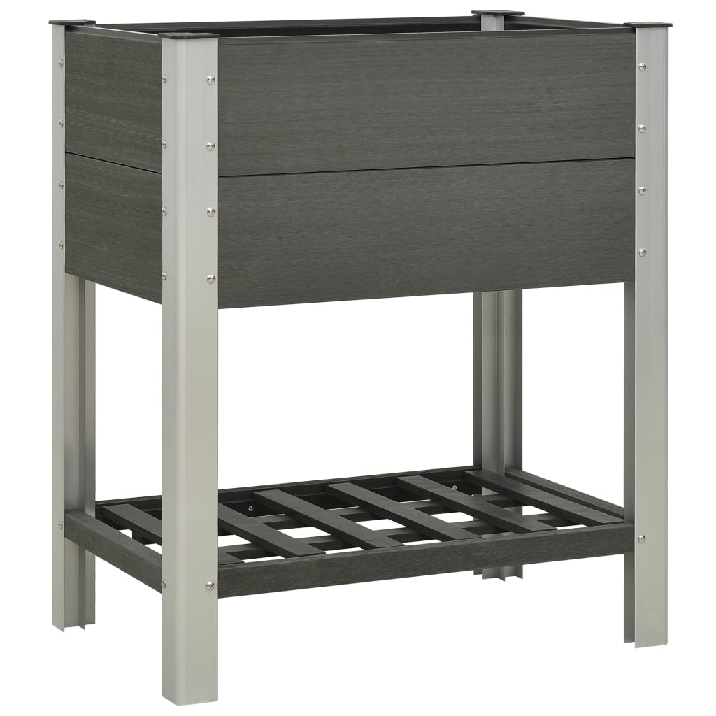 Garden Raised Bed with Shelf 75x50x90 cm WPC Grey