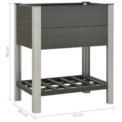 Garden Raised Bed with Shelf 75x50x90 cm WPC Grey