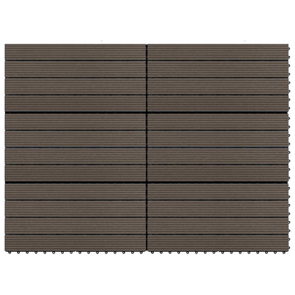 Decking Tile 6 pcs Dark Brown 60 x 30 cm WPC