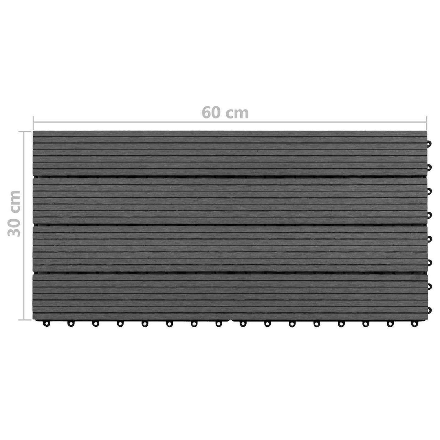 Decking Tile 6 pcs Black 60 x 30 cm WPC