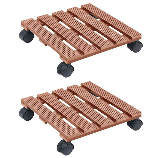 Plant Trolley | Set of 2 | Brown | Wood-Plastic Composite | Small