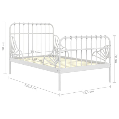 Extendable Bed Frame | White | Powder-coated metal | Single
