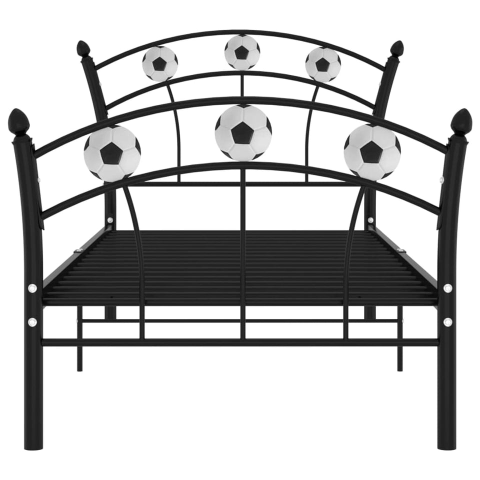 Bed Frame with Football Design Black Metal 90x200 cm