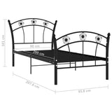 Bed Frame with Football Design Black Metal 90x200 cm