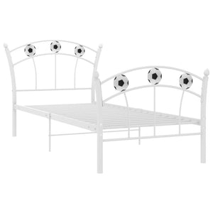 Bed Frame with Football Design White Metal 90x200 cm