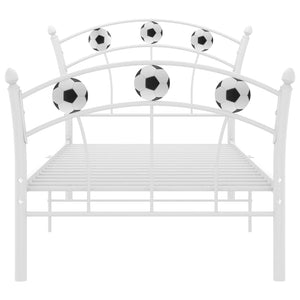 Bed Frame with Football Design White Metal 90x200 cm