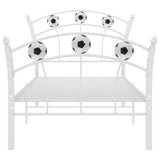 Bed Frame with Football Design White Metal 90x200 cm