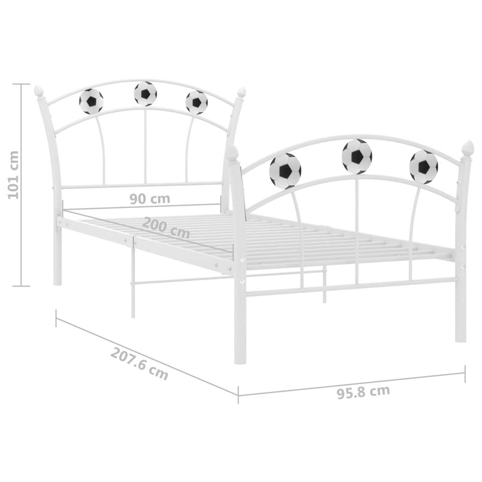 Bed Frame with Football Design White Metal 90x200 cm