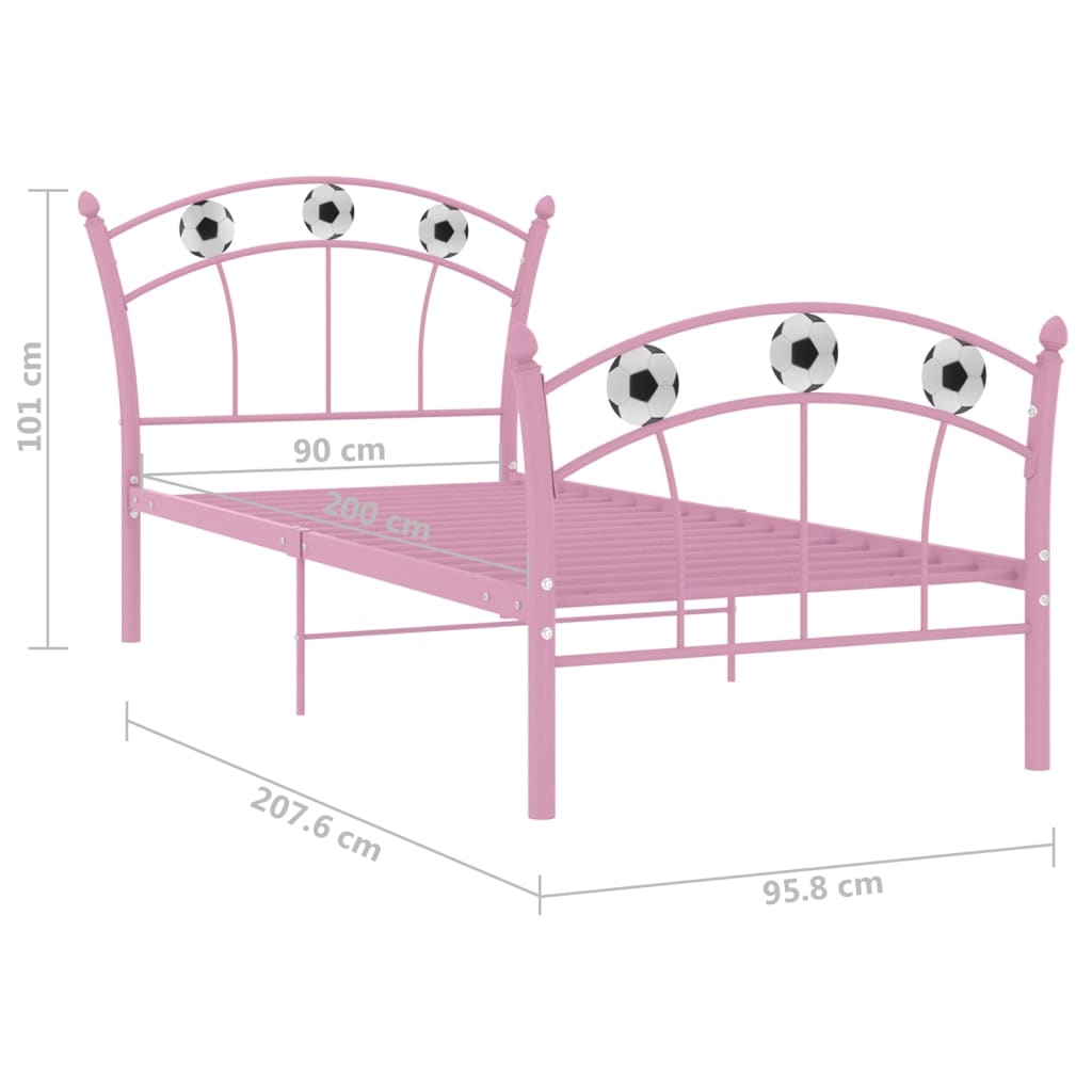 Bed Frame | Pink | Powder-coated metal | Single |  Durable  | Bed Frame