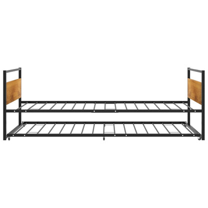 Pull-out Bed Frame without Mattress Black Metal 90x200 cm