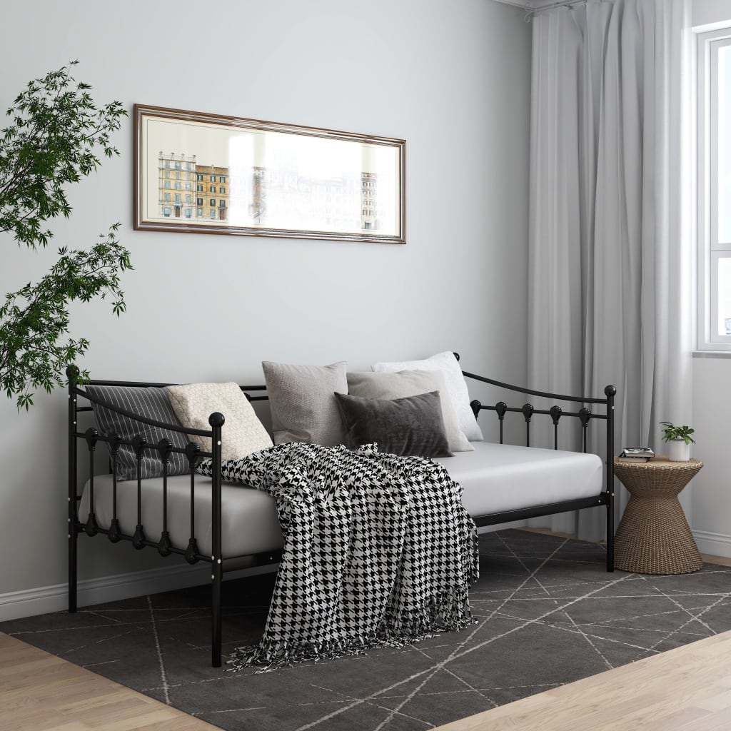 Sofa Bed Frame without Mattress Black Metal 90x200 cm