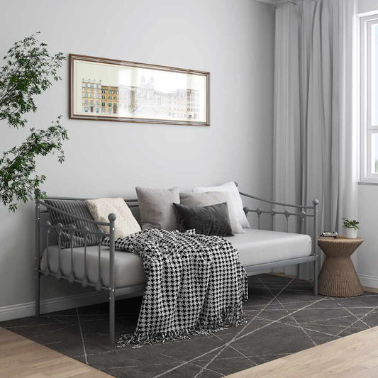 Sofa Bed Frame without Mattress Grey Metal 90x200 cm