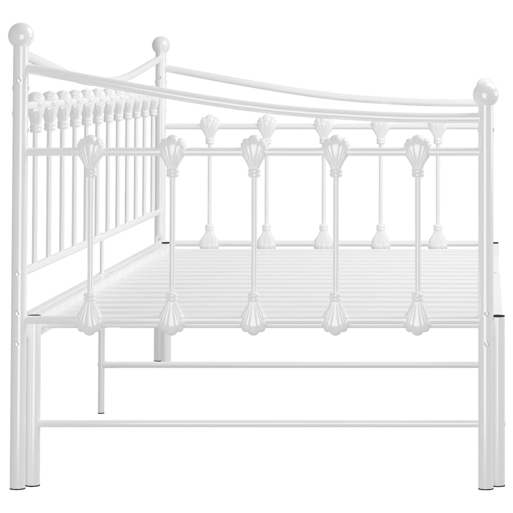 Pull-out Sofa Bed Frame without Mattress White Metal 90x200 cm