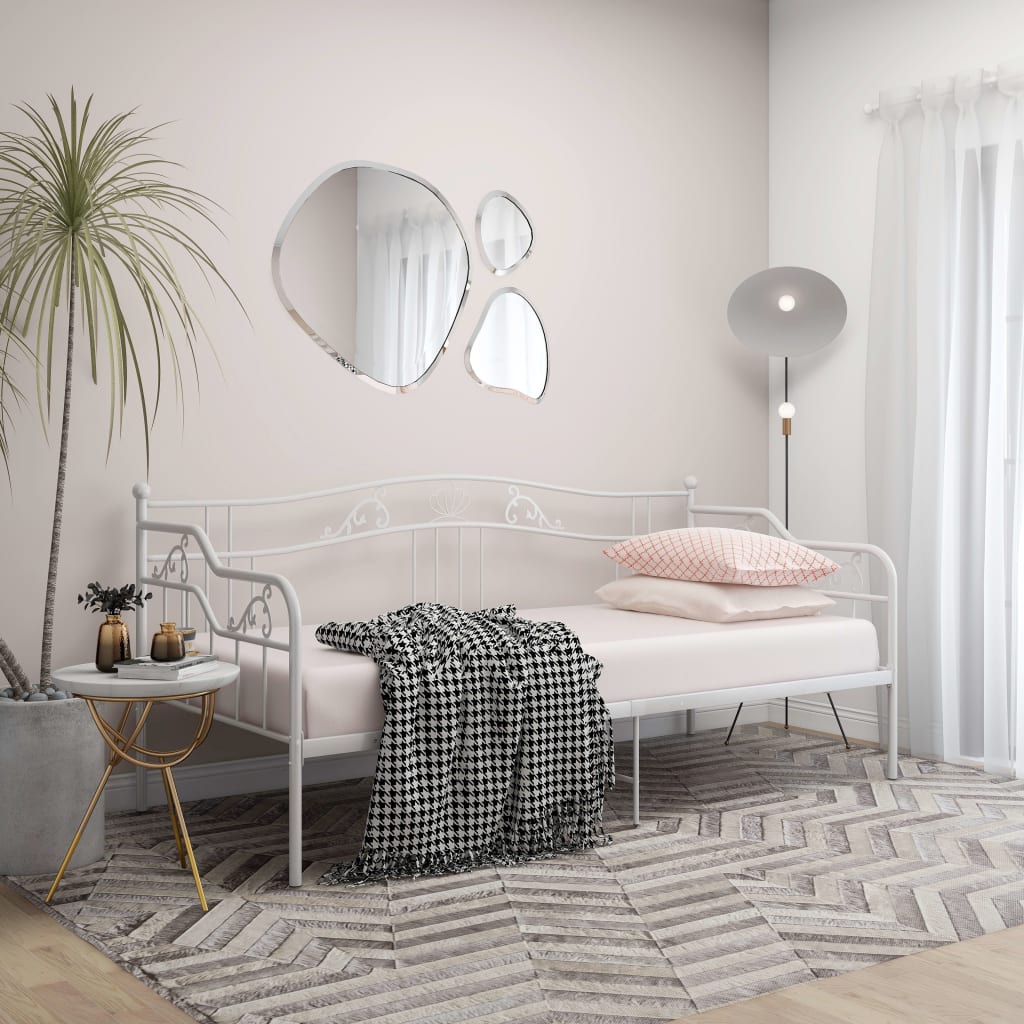 Sofa Bed Frame | White | Powder-Coated Metal | 90x200 cm