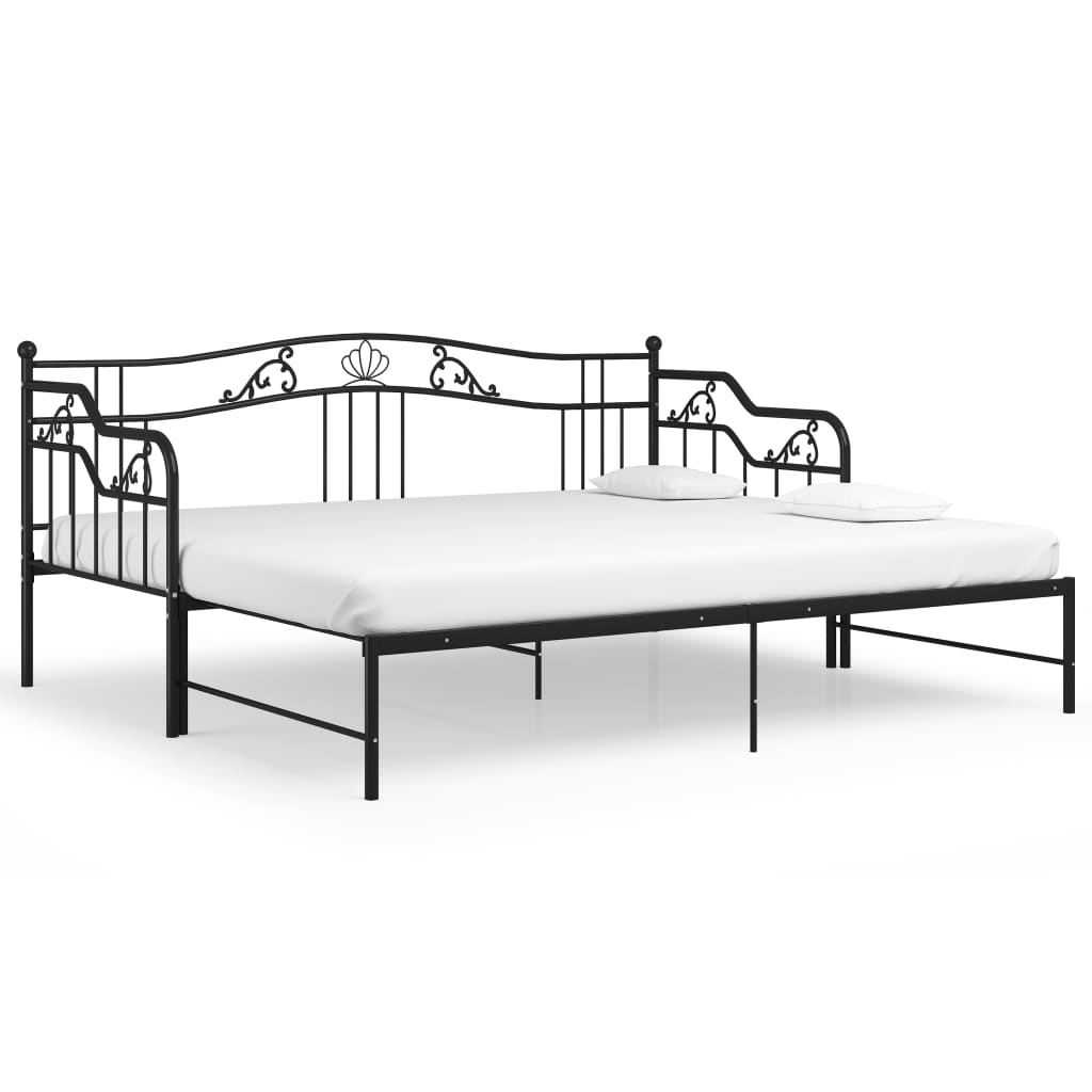 Pull-out Sofa Bed Frame without Mattress Black Metal 90x200 cm