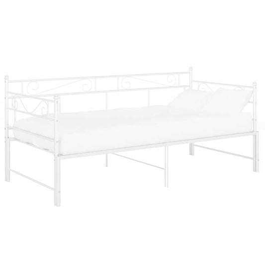 Pull-out Sofa Bed Frame without Mattress White Metal 90x200 cm
