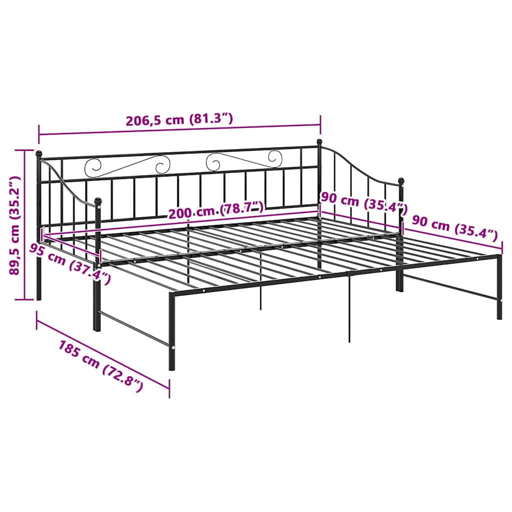 Sofa Bed Frame | Black | Powder-coated metal | Single