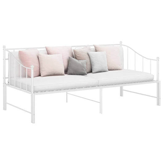 Pull-out Sofa Bed Frame without Mattress White Metal 90x200 cm