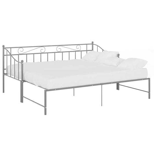 Pull-out Sofa Bed Frame without Mattress Grey Metal 90x200 cm