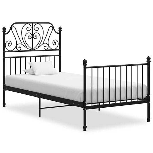 Bed Frame without Mattress Black Metal 90x200 cm
