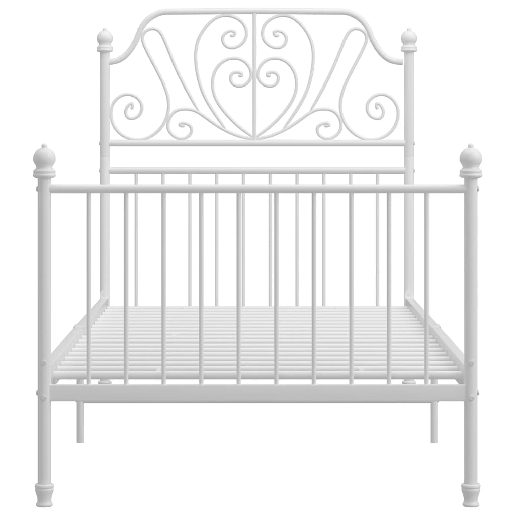 Bed Frame | White | Powder-coated metal | Single | Durable | Bed Frame