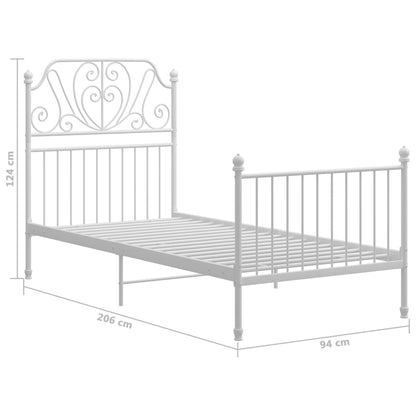 Bed Frame | White | Powder-coated metal | Single | Durable | Bed Frame