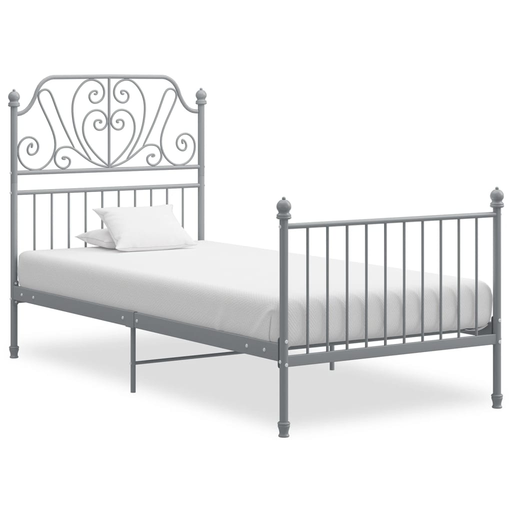Bed Frame | Grey | Powder-coated metal | Single | Durable | Bed Frame