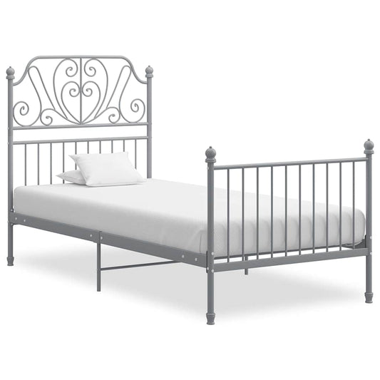 Bed Frame without Mattress Grey Metal 90x200 cm