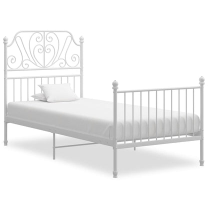 Bed Frame | White | Powder-coated metal | Single | Durable | Bed Frame