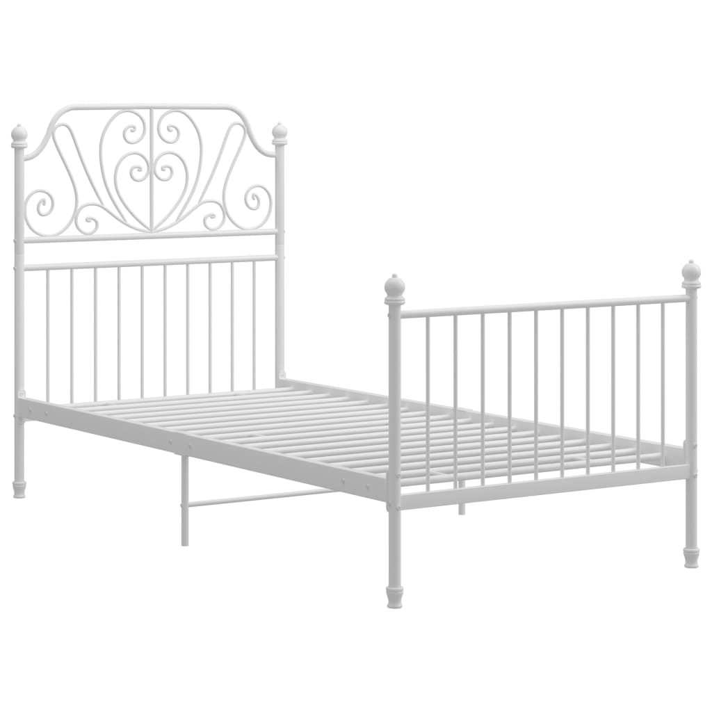 Bed Frame | White | Powder-coated metal | Single | Durable | Bed Frame